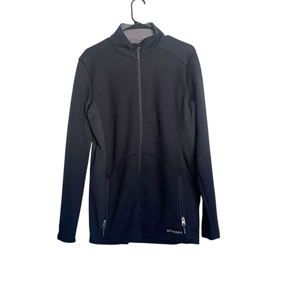 Spyder Womens Black Long Sleeve Mock Neck Full Zip Fleece Jacket Size XL - Picture 1 of 9